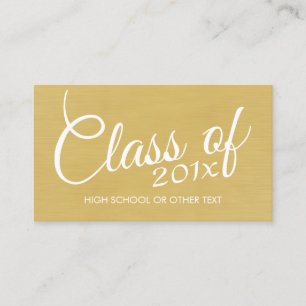 Gold Graduation Class of with Custom Year School Calling Card