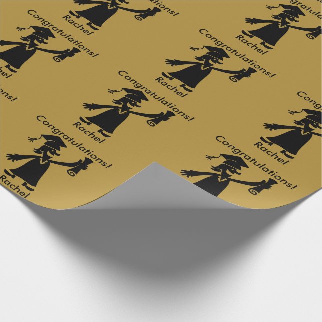 Gold Graduation - Congratulations Wrapping Paper (Corner)
