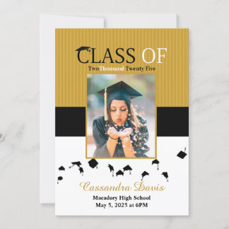 Gold Graduation Invitation with Photo