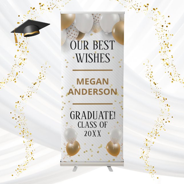 Gold Graduation Party Banner (Graduation Banner Best Wishes With Name)