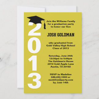 Gold Graduation Party Invitation Class of 2013