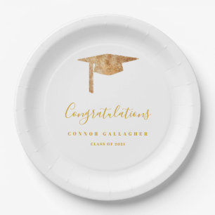 Gold Graduation Party Paper Plate