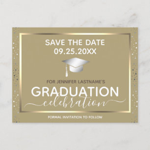 Gold Graduation Save the Date Invitation Postcard