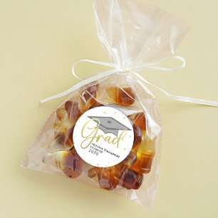 Gold Graduation Script Custom Favour  Classic Round Sticker