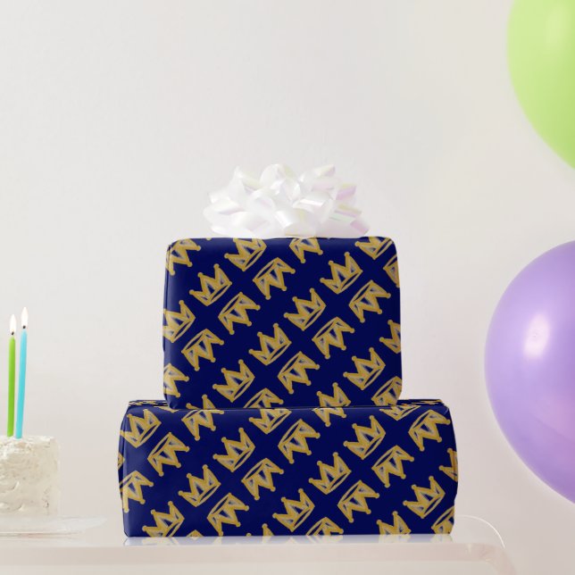 Gold graffiti crown  wrapping paper (Party Gifts)