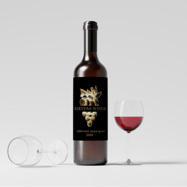 Gold Grapes Winery Wine Business Label (Creator Uploaded)