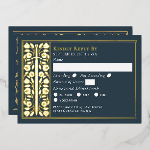 Gold Gray Medieval Sword Wedding RSVP
