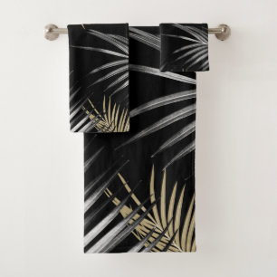 Gold Gray Palm Leaves Dream #1 Bath Towel Set