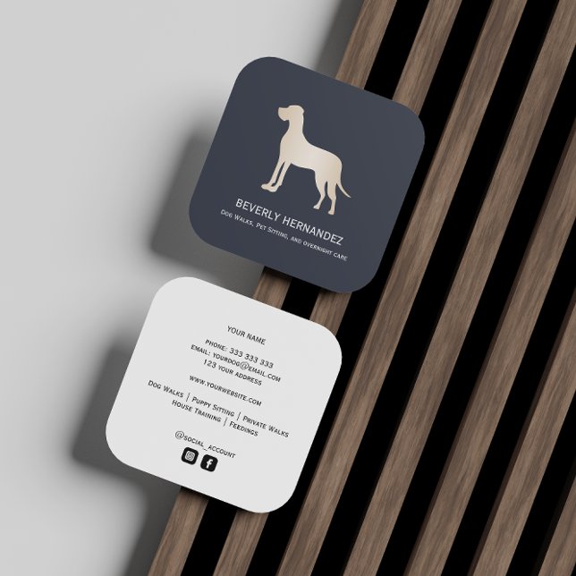 Gold Great Dane Dog Walker Trainer Puppy sitting   Square Business Card (Creator Uploaded)