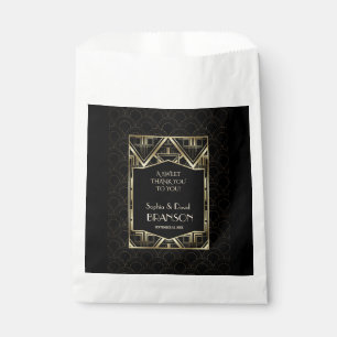 Gold Great Gatsby Art Deco Wedding THANK YOU Favour Bags