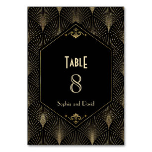 Gold Great Gatsby Vintage Art Deco Wedding Table Number