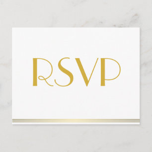 Gold Great Gatsby Wedding RSVP Postcards