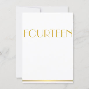 Gold Great Gatsby Wedding Table Cards Fourteen