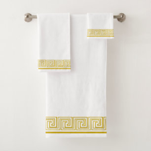 Gold Grecian Frieze Design Bath Towel Set
