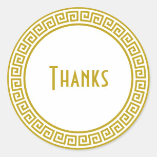 Gold Greek Key Border Personalised Stationery Classic Round Sticker