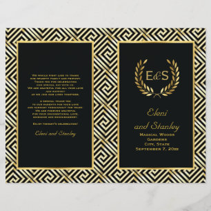Gold Greek key & laurel wreath wedding program