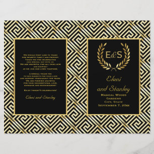 Gold Greek key & laurel wreath wedding program
