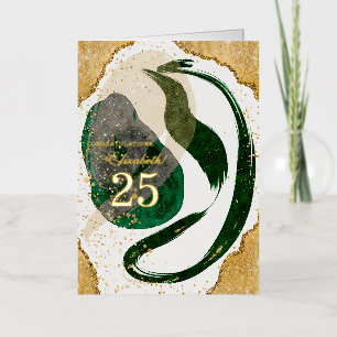 Gold Green 25 Year Employee Anniversary Business Foil Greeting Card