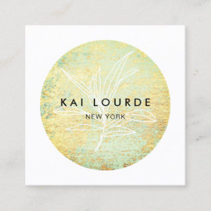  Gold Green Abstract  Circle Square Business Card