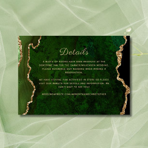 Gold Green Agate Wedding Details Enclosure Card