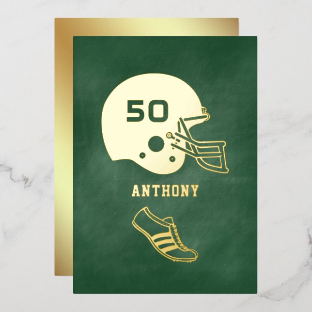 Gold & Green American Football Birthday Chalkboard (Front/Back)