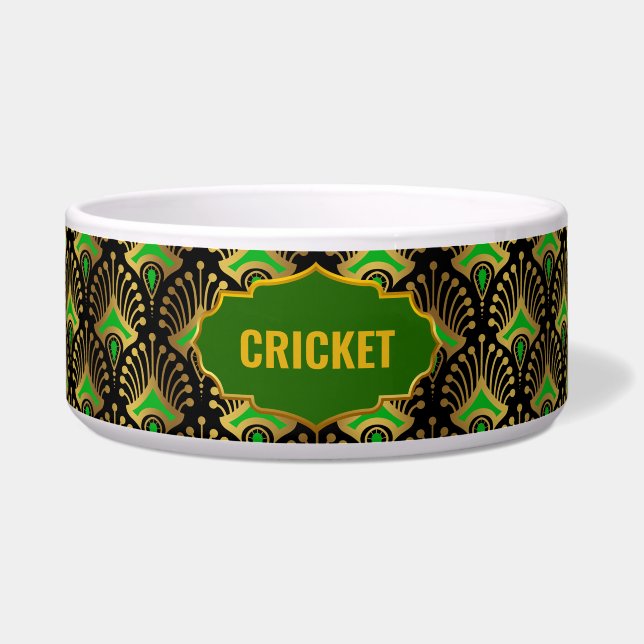 Gold, Green and Black Art Deco Pattern Custom Name (Front)