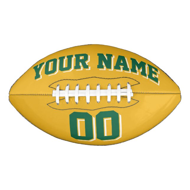 GOLD GREEN AND WHITE Custom Football American Football (Front)