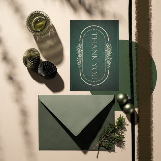 Gold & Green Arch Thank You Card