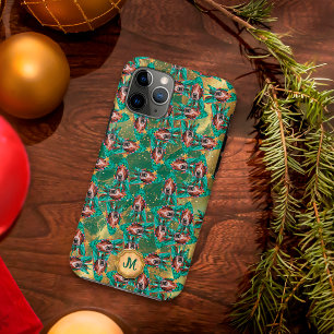 Gold Green Basset Hound Cute Dog Christmas iPhone 11 Pro Case