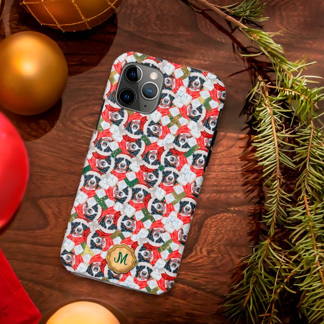 Gold Green Bernese Mountain Cute Dog Christmas Case-Mate iPhone Case (Creator Uploaded)