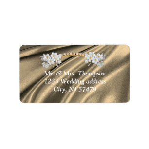 Gold,Green,Blue,Ivory Silk & Pearls Wedding Labels