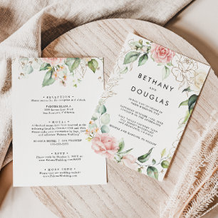 Gold Green Blush Back & Front Formal Wedding   Invitation
