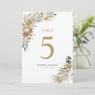 Gold & Green Boho Wedding Party Table Number Card