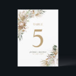 Gold & Green Boho Wedding Party Table Number Card<br><div class="desc">Add detail to your special day with this stylish boho wedding table number card. This table sign design features simple layout with beautiful bohemian botanical background. You can personalise the text and text colour. More wedding decor items and stationeries are available at my shop BaraBomWedding. Thank you!</div>