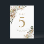 Gold & Green Boho Wedding Party Table Number Card<br><div class="desc">Add detail to your special day with this stylish boho wedding table number card. This table sign design features simple layout with beautiful bohemian botanical background. You can personalise the text and text colour. More wedding decor items and stationeries are available at my shop BaraBomWedding. Thank you!</div>