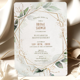 Gold & Green Bridal Shower Geometric Invitation