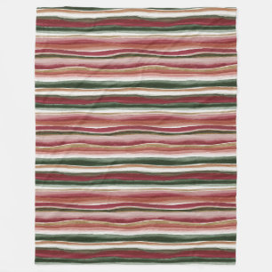 Gold Green Burgundy Blush Red Stripes Fleece Blanket