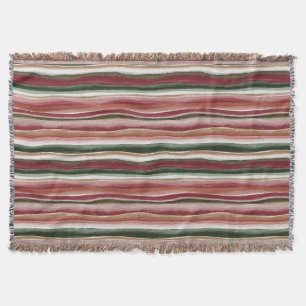 Gold Green Burgundy Blush Red Stripes Throw Blanket