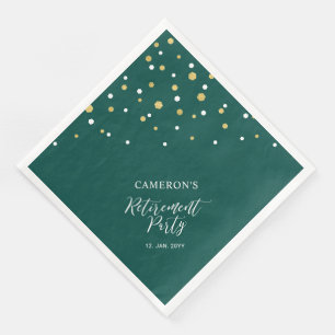 Gold & Green Chic Confetti Retirement Party Napkin