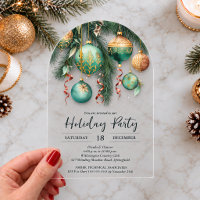 Gold Green Christmas Ornaments Arched Party
