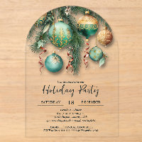 Gold Green Christmas Ornaments Arched Party