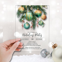 Gold Green Christmas Ornaments Party