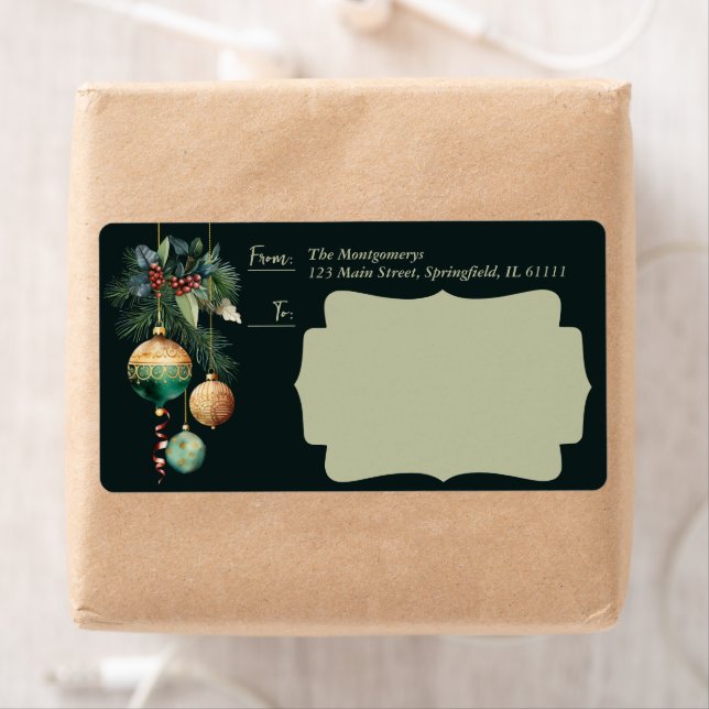 Gold Green Christmas Ornaments Shipping (Insitu)