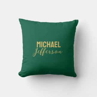Gold green color elegant modern minimalist name cushion