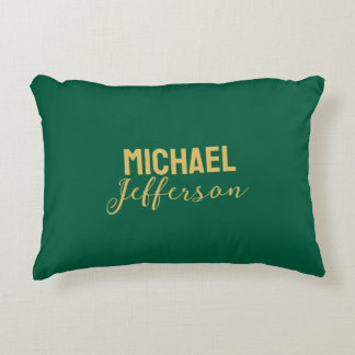 Gold green color elegant modern minimalist name decorative cushion
