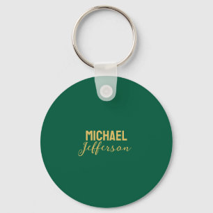 Gold green color elegant modern minimalist name key ring