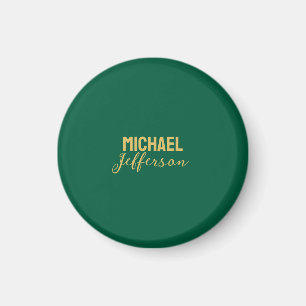 Gold green color elegant modern minimalist name magnet