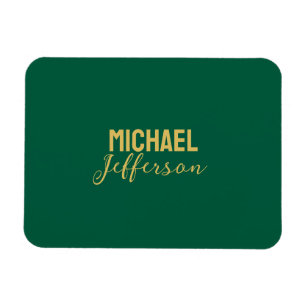 Gold green color elegant modern minimalist name magnet