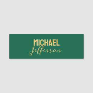 Gold green color elegant modern minimalist name tag