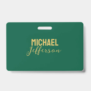 Gold green colour elegant modern minimalist name ID badge
